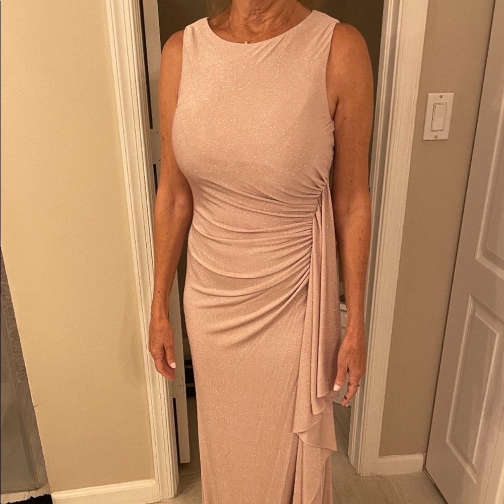 Beautiful “mother of the bride” or formal dress. Rose gold color with glitter